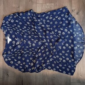 Market And Spruce Blue Floral Long Sleeve Top 2X